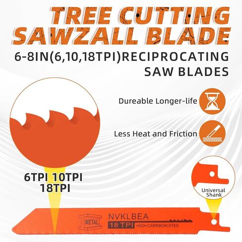 10-Piece Reciprocating Saw Blades 6 & 8 Inch Wood & Metal Cutting Saw Blades Premium Blades Carbon Steel Bi - Metal Reciprocating Saw Blades for Wood Pruning NVKLBEA in Saudi Arabia