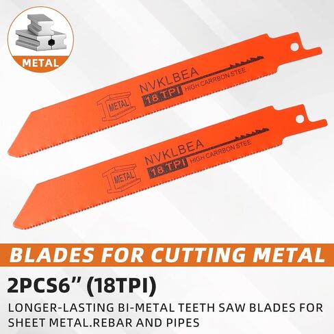 10-Piece Reciprocating Saw Blades 6 & 8 Inch Wood & Metal Cutting Saw Blades Premium Blades Carbon Steel Bi - Metal Reciprocating Saw Blades for Wood Pruning NVKLBEA in Saudi Arabia
