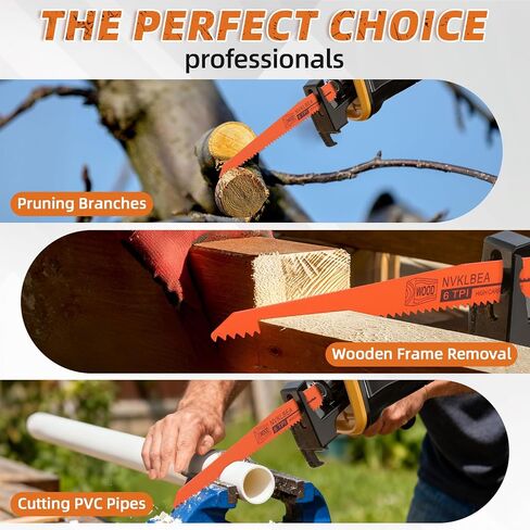 10-Piece Reciprocating Saw Blades 6 & 8 Inch Wood & Metal Cutting Saw Blades Premium Blades Carbon Steel Bi - Metal Reciprocating Saw Blades for Wood Pruning NVKLBEA in Saudi Arabia