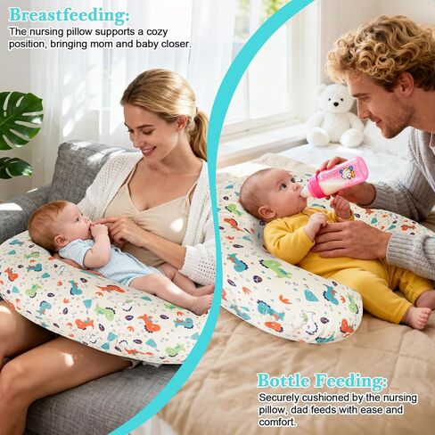 Nursing Pillow – Ergonomic Breastfeeding & Bottle Feeding Support, Standard Size, Breathable with Washable Cover, Hypoallergenic, Ideal for Tummy Time and Sitting Support in Saudi Arabia