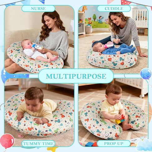 Nursing Pillow – Ergonomic Breastfeeding & Bottle Feeding Support, Standard Size, Breathable with Washable Cover, Hypoallergenic, Ideal for Tummy Time and Sitting Support in Saudi Arabia