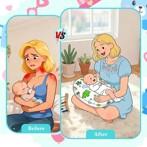 Nursing Pillow – Ergonomic Breastfeeding & Bottle Feeding Support, Standard Size, Breathable with Washable Cover, Hypoallergenic, Ideal for Tummy Time and Sitting Support in Saudi Arabia