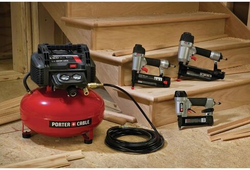 Porter-Cable PCFP3KITR 3 قطع مسامير و0.8 حصان 6 جالون مجموعة ضاغط هواء فطيرة خالية من الزيت (متجددة) in Kuwait