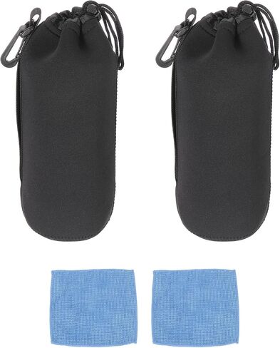 PATIKIL 2 Pcs Camera Lens Pouch, 3" ID x 4" H Drawstring Lens Pouch Protective Camera Lens Case Bag Soft Plush Neoprene Bag for DSLR Photography Gear, Black in Saudi Arabia