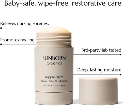 Nipple Balm | Nursing-Safe Natural Breastfeeding Nipple Cream (Lanolin-Free, Three Natural Ingredients) for Sore or Cracked Nipples, Safe for Baby, No Need to Wash Off in Saudi Arabia