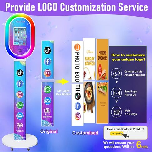 ZLPOWER Photo Booth لأي iPad حامل محمول بدون غطاء شعار مخصص للتحكم عن بعد RGB Beauty Ring Light وحالة الطيران آلة Photobooth للحفلات وحفلات الزفاف وأحداث الإيجار in Kuwait