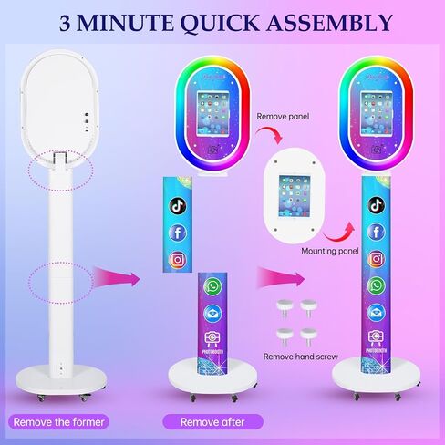 ZLPOWER Photo Booth لأي iPad حامل محمول بدون غطاء شعار مخصص للتحكم عن بعد RGB Beauty Ring Light وحالة الطيران آلة Photobooth للحفلات وحفلات الزفاف وأحداث الإيجار in Kuwait