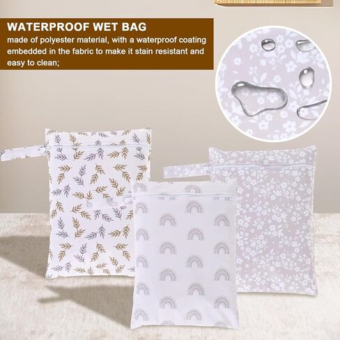 3Pcs Wet Bags with Zipper Closure Waterproof Wet Storage Bag Large Capacity Wet Dry Bag Reusable Wet Clothes Bag Portable Bathing Suit Bags for Swimsuits Baby Diapers Beach Pool in Saudi Arabia