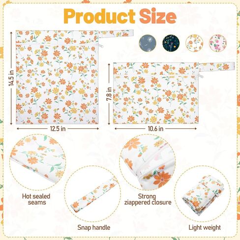 Reginary 8 Pack Wet Dry Bags Large & Small Waterproof Reusable Travel Bags Zipper Pouch for Baby Diapers Cloth Wet Clothes Beach Swimsuits Toiletries(2 Sizes,Solid Color) in Saudi Arabia