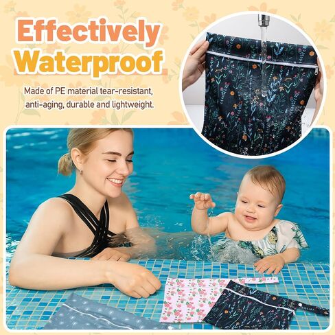Reginary 8 Pack Wet Dry Bags Large & Small Waterproof Reusable Travel Bags Zipper Pouch for Baby Diapers Cloth Wet Clothes Beach Swimsuits Toiletries(2 Sizes,Solid Color) in Saudi Arabia