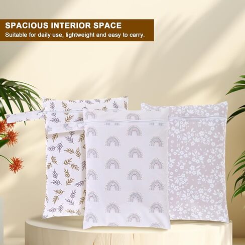 3Pcs Wet Bags with Zipper Closure Waterproof Wet Storage Bag Large Capacity Wet Dry Bag Reusable Wet Clothes Bag Portable Bathing Suit Bags for Swimsuits Baby Diapers Beach Pool in Saudi Arabia