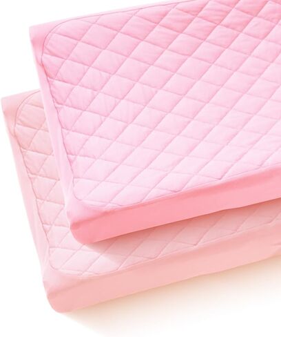 Quilted Changing Table Cover (2-Pack) Fitted Diaper Changing Pad Cover, Soft Breathable Ideal for Boys Girls (2-Pack) in Saudi Arabia
