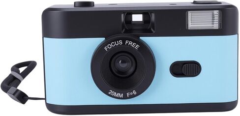 Film Camera, 35MM Reusable Film Camera, Flexible Focusing Options, Built in Flash, Easy to Use, Light Weight Retro Camera with 28MM F/8 Lens for Travel, Gift for Kids Adults (Black Blue) in Saudi Arabia