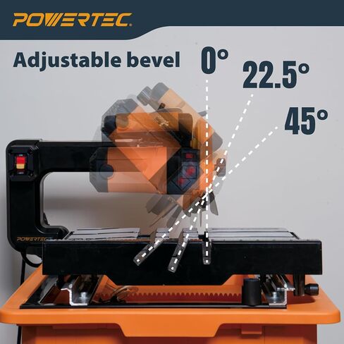 منشار بلاط رطب POWERTEC PRO مقاس 7 بوصة مع حامل - 10 أمبير، 1.5 حصان قاطع بلاط مع ضوء ليزر وإضاءة LED، لقطع السيراميك والبورسلين الدقيقة (TLS1003) in Saudi Arabia