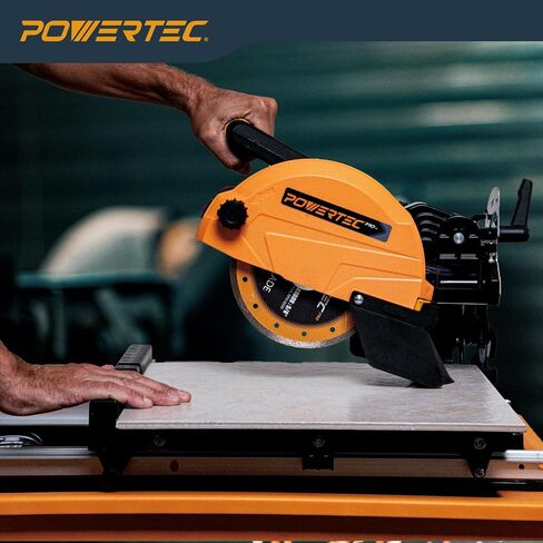 منشار بلاط رطب POWERTEC PRO مقاس 7 بوصة مع حامل - 10 أمبير، 1.5 حصان قاطع بلاط مع ضوء ليزر وإضاءة LED، لقطع السيراميك والبورسلين الدقيقة (TLS1003) in Saudi Arabia
