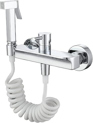 طقم بخاخ محمول للمرحاض، مجموعة بخاخ حفاضات قماشية للحمام من النحاس الكروم مع ماء بارد وساخن، طقم بخاخ مرحاض مثبت على الحائط لاستحمام الحيوانات الأليفة، خرطوم من الفولاذ المقاوم للصدأ in Kuwait