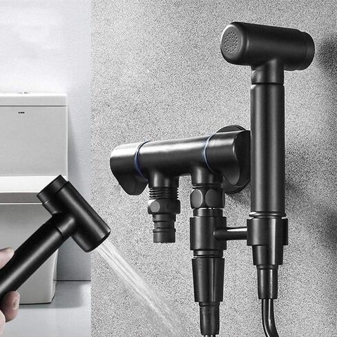 مجموعة البخاخ، مجموعة دش المرحاض، ذات الاستخدام المزدوج، مخرج مزدوج، صنبور الغسالة، بخاخ أسود، طقم بخاخ المرحاض مع حامل خرطوم in Kuwait