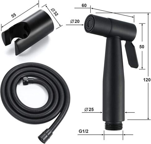 ToiletSprayer Premium Black Stainless Steel Bathroom HandheldToilet Sprayer - Shattaf Sprayer Best Used for Personal Hygiene and Potty Toilet Spray - Perfec in Kuwait