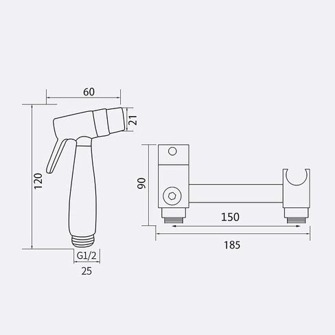 بخاخ محمول للحمام للحمام، بخاخ محمول للمرحاض النحاسي، بخاخ حفاضات قماش للأطفال للمياه الساخنة والباردة، صنبور محمول مع خرطوم للغسيل الأنثوي، غسيل الحيوانات الأليفة، كل (خرطوم 3 متر) in Kuwait