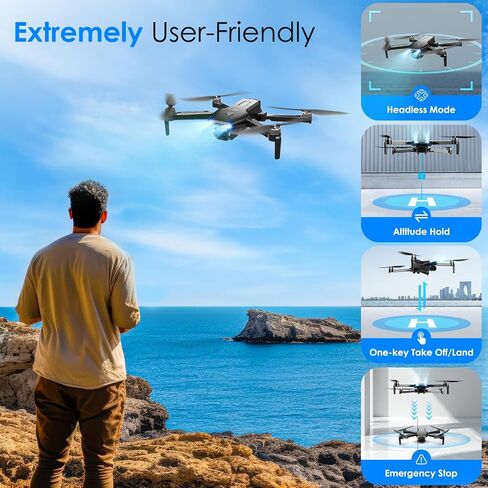 Drone with Camera, 1080P FPV Foldable Drone with Brushless Motor, One Key Take Off/Land, Altitude Hold, 360° Flip, Gravity Control, 2 Batteries, 3 Speeds Mini Drones for Kids Beginners in Saudi Arabia