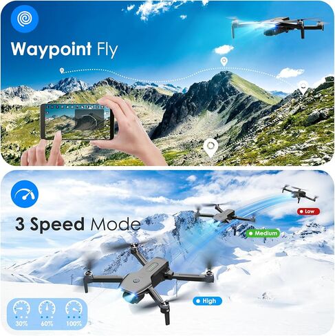 Drone with Camera, 1080P FPV Foldable Drone with Brushless Motor, One Key Take Off/Land, Altitude Hold, 360° Flip, Gravity Control, 2 Batteries, 3 Speeds Mini Drones for Kids Beginners in Saudi Arabia