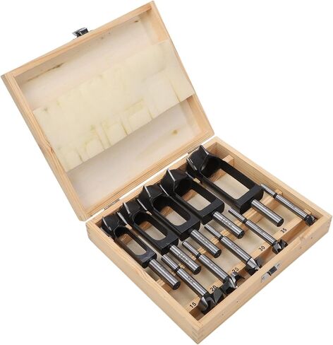Forstner Drill 10 PCS Set 15/20/25/30/35mm for Woodworking Plug Hole Saw Cutter Forstner Drill Bit Kit Log Tenon Dowel Cork with Storage Wooden Box in Saudi Arabia