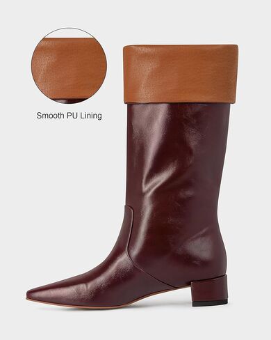 MUCCCUTE حذاء برقبة للركبة النساء أحذية طويلة أشار تو هريرة الكعوب الجانب سستة الراحة الخريف أحذية طويلة in Kuwait