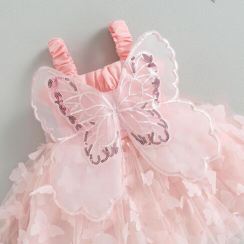 Toddler Baby Girl Butterfly Wings Green Fairy Dress Sleeveless A-line Princess Party Birthday Tulle Dresses in Saudi Arabia
