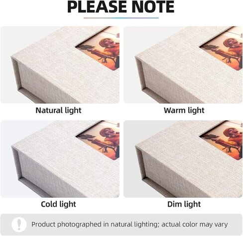 Linen Photo Keeper Box 5x7 in, Clear Window Beige | Magnetic closure storage, holds 5x7 photos, memory keepsake for wedding baby gift, sturdy organizer in Saudi Arabia
