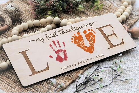 لوحة يد أو بصمة عيد الشكر، بصمة قدم عيد الشكر الأولى للطفل، حرفة بصمة القدم DIY، فن الخريف للأطفال، تذكار شخصي لعيد الشكر in Kuwait