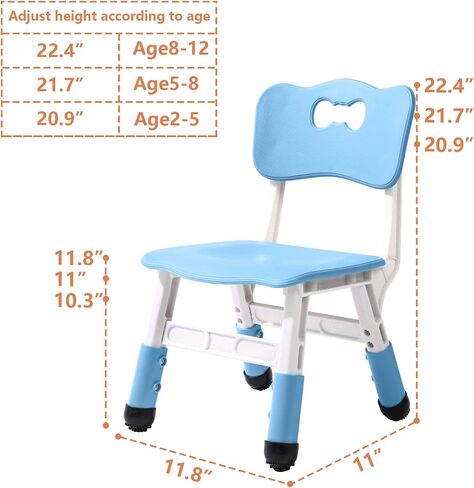 Adjustable Kid Chairs Indoor 3 Level Adjustable Suitable for Children Age 2-6. Maximum load-bearing 220LBS Suitable for Family Classroom and Nursery Child Seat Set (2-Pack-Blue) in Saudi Arabia