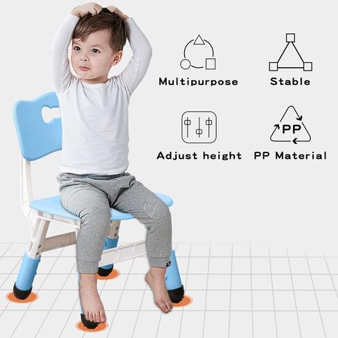Adjustable Kid Chairs Indoor 3 Level Adjustable Suitable for Children Age 2-6. Maximum load-bearing 220LBS Suitable for Family Classroom and Nursery Child Seat Set (2-Pack-Blue) in Saudi Arabia