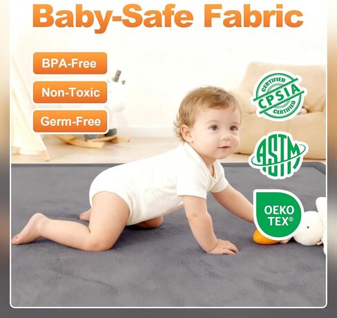 Ultra Soft Baby Play Mat for Floor, 50"x50" Playpen Mat, 1.3" Thick Memory Foam, Non-Slip Tummy Time Mat for Infants, Toddlers, and Kids – Water-Repellent Coral Velvet, Easy Care in Saudi Arabia
