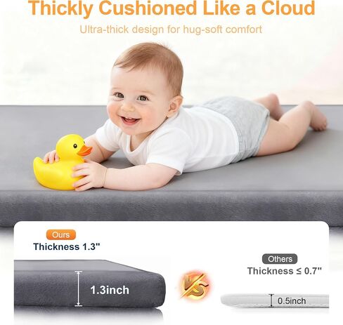Ultra Soft Baby Play Mat for Floor, 50"x50" Playpen Mat, 1.3" Thick Memory Foam, Non-Slip Tummy Time Mat for Infants, Toddlers, and Kids – Water-Repellent Coral Velvet, Easy Care in Saudi Arabia