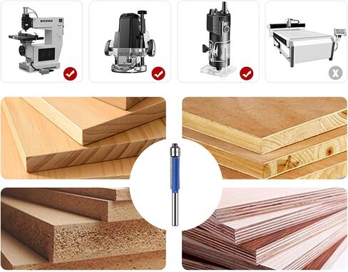 Professional 4Pcs Flush Trim Router Bit Set with Double Bearings Straight Cut, Premium Alloy Head, Includes Box for Home & Professional Carpentry in Saudi Arabia