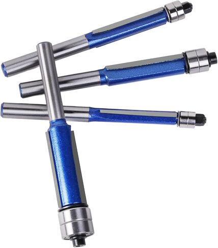 Professional 4Pcs Flush Trim Router Bit Set with Double Bearings Straight Cut, Premium Alloy Head, Includes Box for Home & Professional Carpentry in Saudi Arabia
