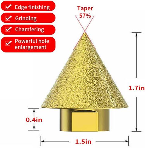 Countersink Drill Bit, Diamond Drill Bits for Ceramic, Diamond Chamfering Tool Conical Tile Quartz Umbrella Angle Grinder Edge Grinding Wheel with 0.35-in Drills for Hole Opening, Expansion, Grinding in Saudi Arabia