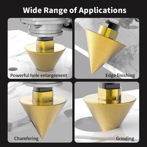 Countersink Drill Bit, Diamond Drill Bits for Ceramic, Diamond Chamfering Tool Conical Tile Quartz Umbrella Angle Grinder Edge Grinding Wheel with 0.35-in Drills for Hole Opening, Expansion, Grinding in Saudi Arabia