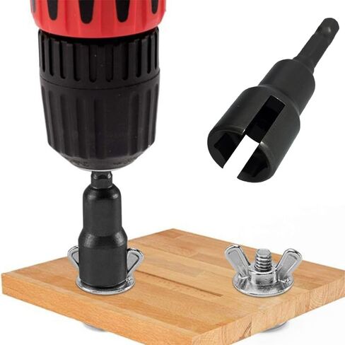 2-Piece Wing Nut Drill Bit Set, Slot Wing Nuts Drill Bit Socket, 1/4" Hex Shank for Panel Nuts, Screws & Bolts（Black） in Saudi Arabia