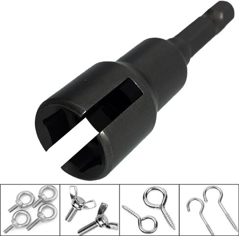 2-Piece Wing Nut Drill Bit Set, Slot Wing Nuts Drill Bit Socket, 1/4" Hex Shank for Panel Nuts, Screws & Bolts（Black） in Saudi Arabia