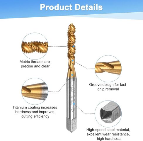2-حزمة 5/32-32 UNC لولبية فلوت الصنبور، HSS التيتانيوم المغلفة اليد اليمنى خيوط المسمار الحنفية للحفر / آلات الطحن / أدوات آلة CNC، أداة التنصت in Kuwait