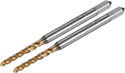 2-Pack M6x1mm Metric Spiral Flute Thread Tap, HSS Titanium Coated Right Hand Threading Tap Screw for Drilling/Milling Machines/CNC Machine Tools, Tapping Tool in Kuwait