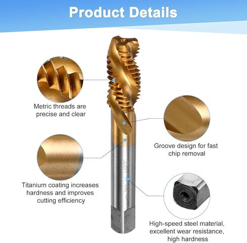 2-Pack 5/32-32 UNC Spiral Flute Thread Tap, HSS Titanium Coated Right Hand Threading Tap Screw for Drilling/Milling Machines/CNC Machine Tools, Tapping Tool in Kuwait