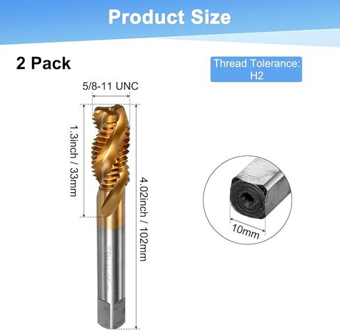 2-Pack 5/32-32 UNC Spiral Flute Thread Tap, HSS Titanium Coated Right Hand Threading Tap Screw for Drilling/Milling Machines/CNC Machine Tools, Tapping Tool in Kuwait