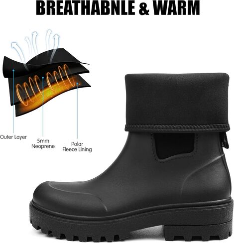 DKSUKO Women Rain Boots Waterproof,Rubber Short Mid Calf Pull on Snow Mud Shoes in Saudi Arabia