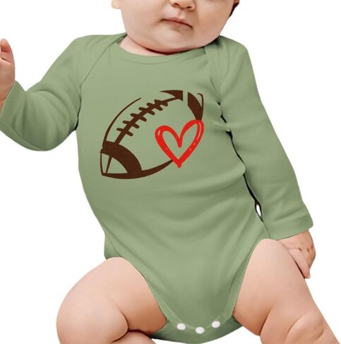 Ritatte Infant Baby Boy Girl Football Onesie Funny Football Heart Graphic Romper Bodysuits Cute Game Day Long Sleeve Outfit in Saudi Arabia