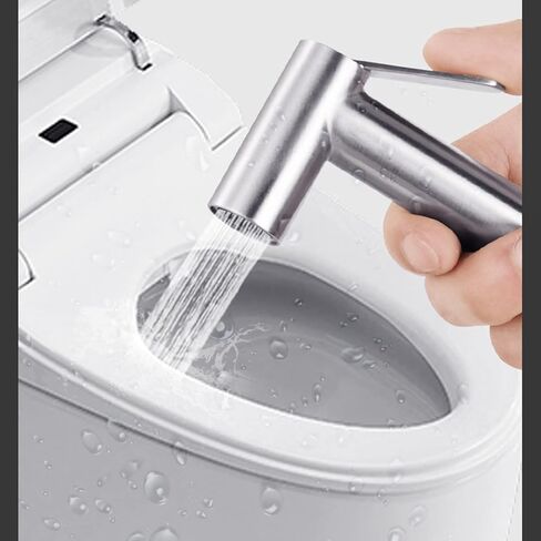 بخاخ محمول للمرحاض، بخاخ مرحاض محمول على الحائط، بخاخ حفاضات من القماش، مع محول صمام T نحاسي وخرطوم زنبركي قابل للسحب، لتنظيف المطبخ والمرحاض، كروم in Kuwait