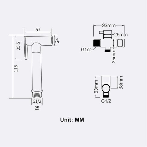 بخاخ محمول للمرحاض، بخاخ مرحاض محمول على الحائط، بخاخ حفاضات من القماش، مع محول صمام T نحاسي وخرطوم زنبركي قابل للسحب، لتنظيف المطبخ والمرحاض، كروم in Kuwait