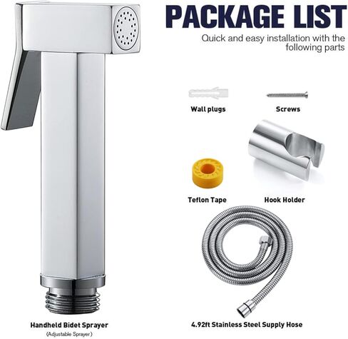 HandheldSprayer Brass Baby Cloth Diaper Sprayer Portable Square Hand Held ToiletSprayer Head withHose and Bracket, for Feminine Wash, Pet Washing,Black(Titanium Gold) in Kuwait