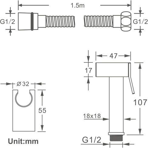 HandheldSprayer Brass Baby Cloth Diaper Sprayer Portable Square Hand Held ToiletSprayer Head withHose and Bracket, for Feminine Wash, Pet Washing,Black(Titanium Gold) in Kuwait